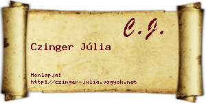Czinger Júlia névjegykártya