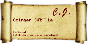 Czinger Júlia névjegykártya